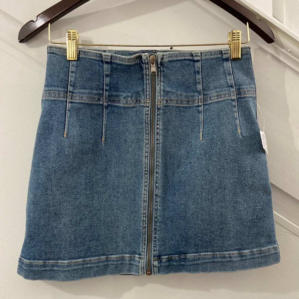 Free People Jean Mini Skirt